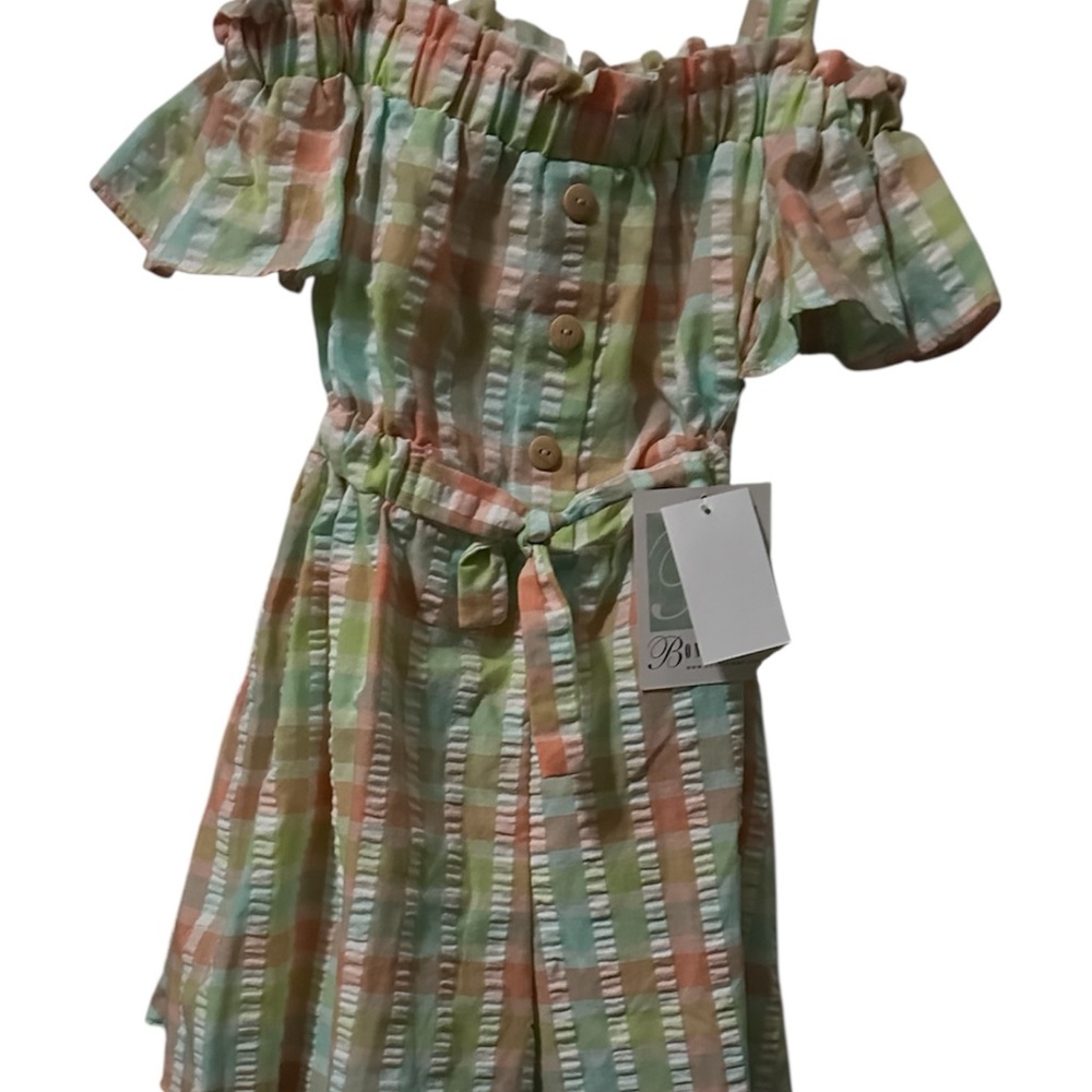 Pastel Stripe Off-Shoulder Romper with Belt